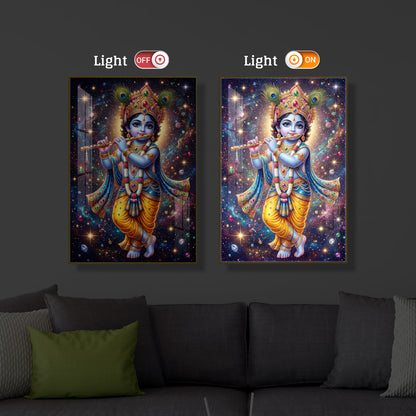 Bal Shree Krishna Modern Luxury Backlight Vertical Wall Art