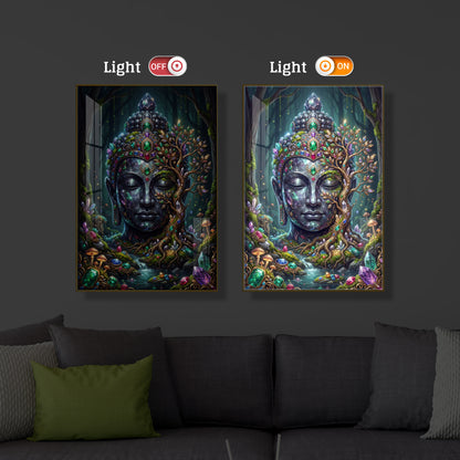 Lord Gautam Buddha Modern Luxury Backlight Vertical Wall Art