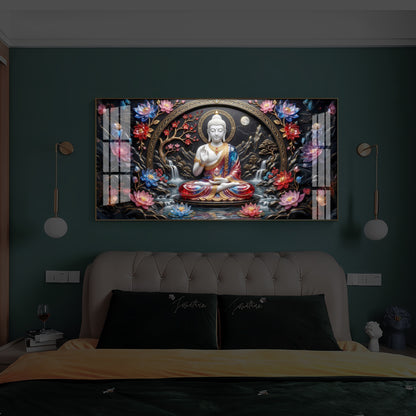 Colorful Buddha Modern Luxury Backlight Horizontal Wall Art