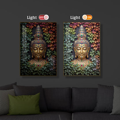 Colorful Gautam Buddha Modern Luxury Backlight Vertical Wall Art