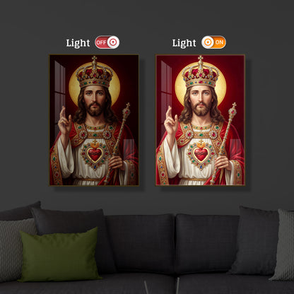 Holy God Christ The King Jesus Modern Luxury Backlight Vertical Wall Art