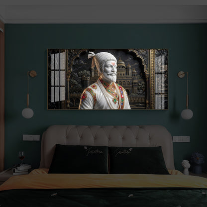 Veer Chhatrapati Shivaji Maharaj Modern Luxury Backlight Horizontal Wall Art