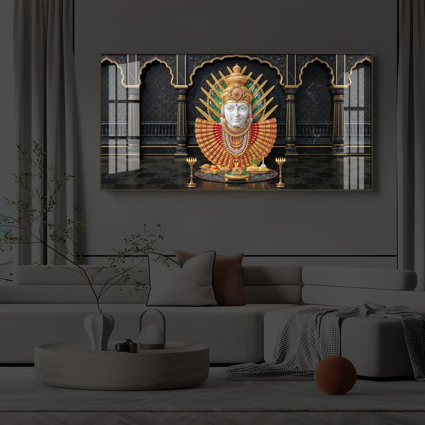Goddess Renuka Modern Luxury Backlight Horizontal Wall Art