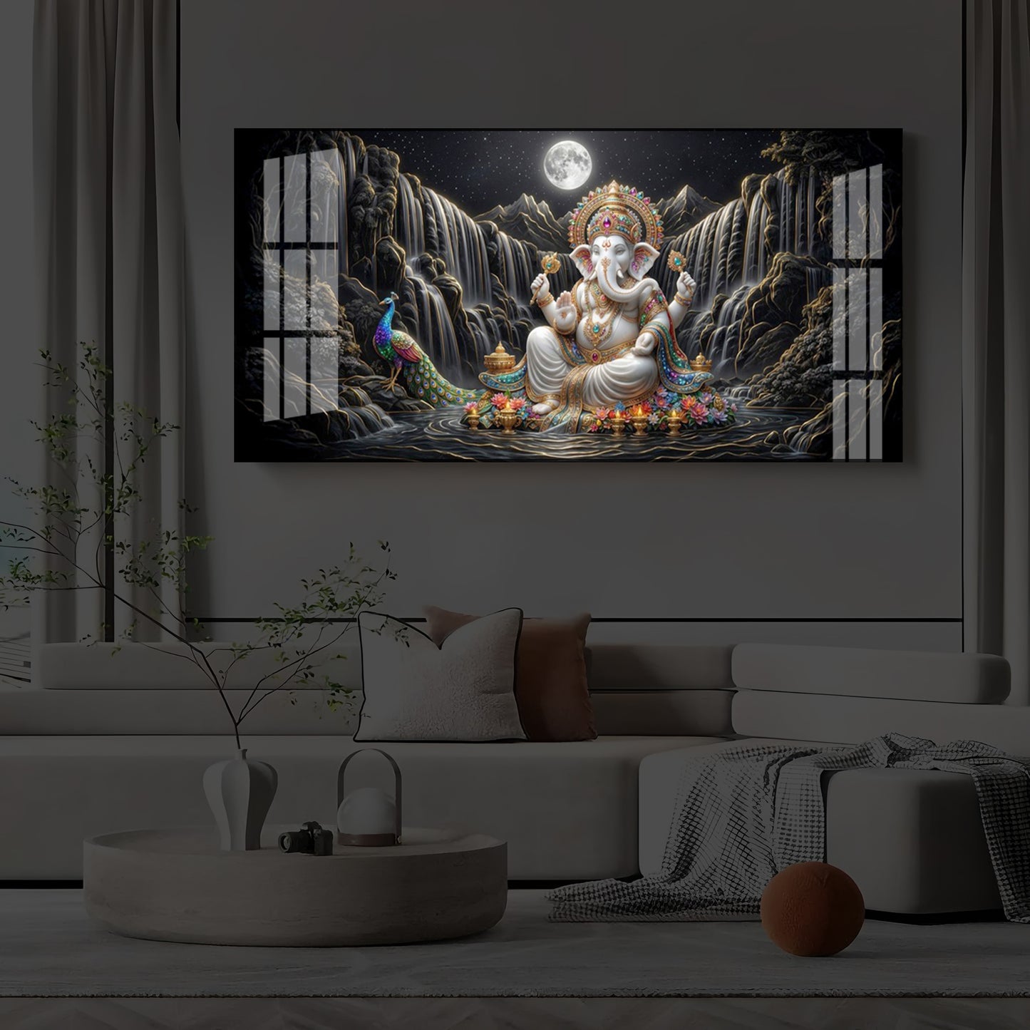 Spiritual Ganesha Modern Luxury Backlight Horizontal Wall Art