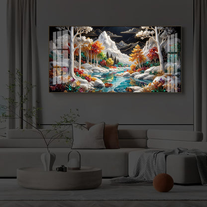Mountain Serenity Modern Luxury Backlight Horizontal Wall Art