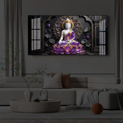 Buddha In Purple Robes Modern Luxury Backlight Horizontal Wall Art