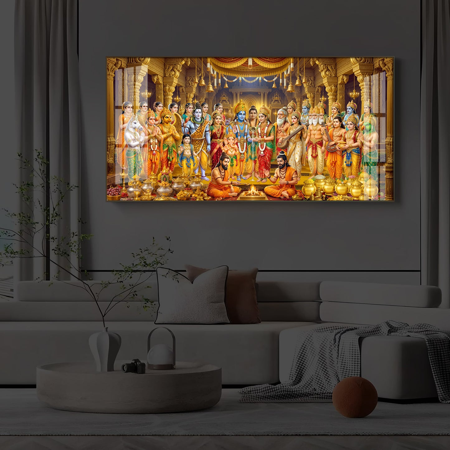 Srinivasa Kalyanam Modern Luxury Backlight Horizontal Wall Art