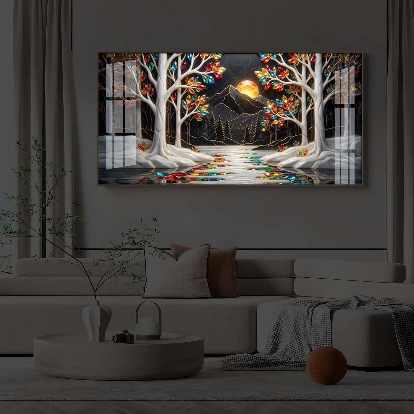 Tree Of Life Modern Luxury Backlight Horizontal Wall Art