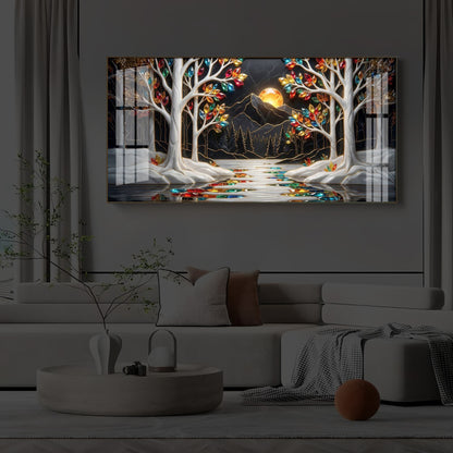 Tree Of Life Modern Luxury Backlight Horizontal Wall Art