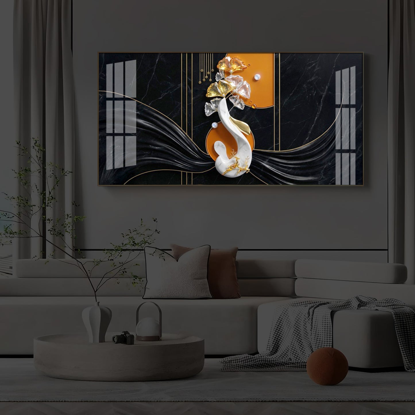 Saraswati,Lakshmi, & Lord Ganesha Modern Luxury Backlight Horizontal Wall Art
