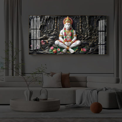 Lord Hanuman Modern Luxury Backlight Horizontal Wall Art