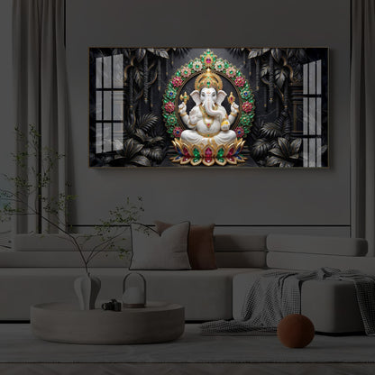 Depicts Lord Ganesha Modern Luxury Backlight Horizontal Wall Art