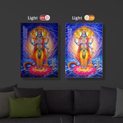 Sri Maha Vishnu Modern Luxury Backlight Vertical Wall Art
