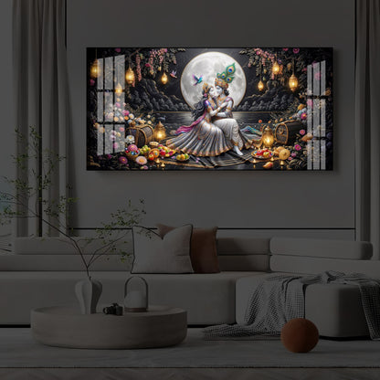 Generic Radha Krishna Romantic Modern Luxury Backlight Horizontal Wall Art