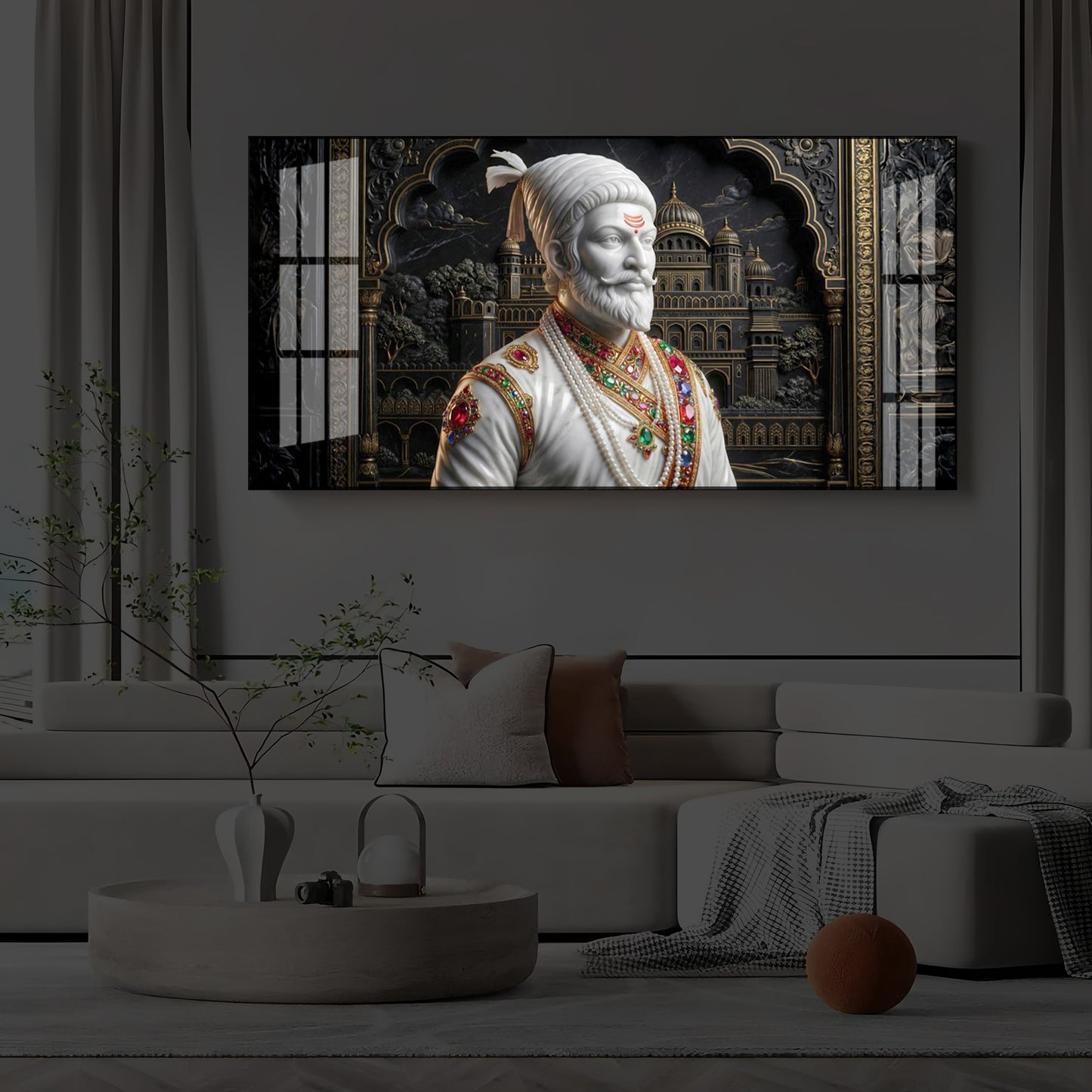 Veer Chhatrapati Shivaji Maharaj Modern Luxury Backlight Horizontal Wall Art