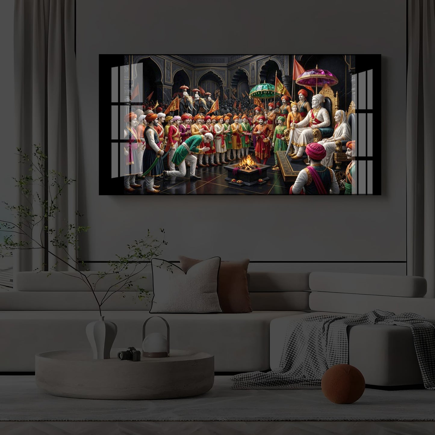 Chhatrapati Shivaji Maharaj Raj Darbar Modern Luxury Backlight Horizontal Wall Art