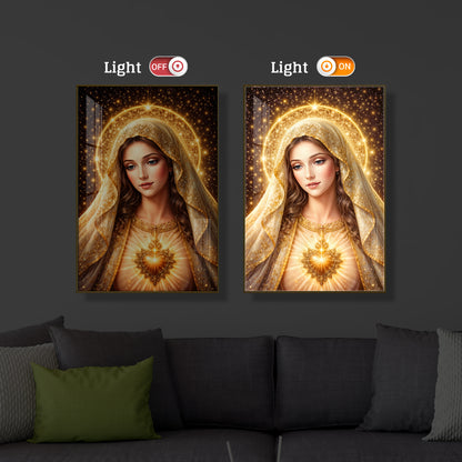 Virgin Mary Modern Luxury Backlight Vertical Wall Art