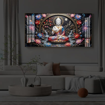 Colorful Buddha Modern Luxury Backlight Horizontal Wall Art