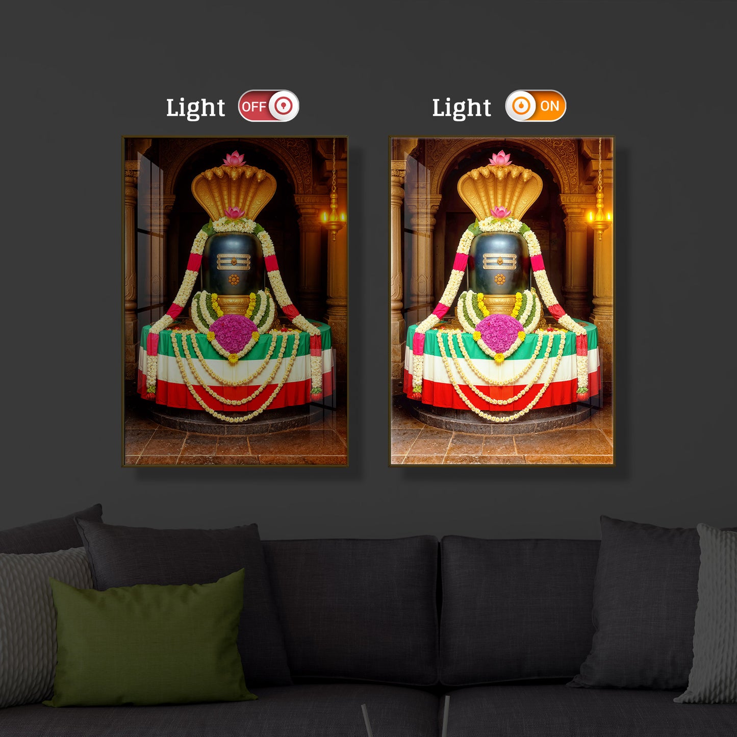 Om Namaha Shivaya Modern Luxury Backlight Vertical Wall Art