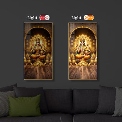 Goddess Lakshmi Maa Modern Luxury Backlight Vertical Wall Art