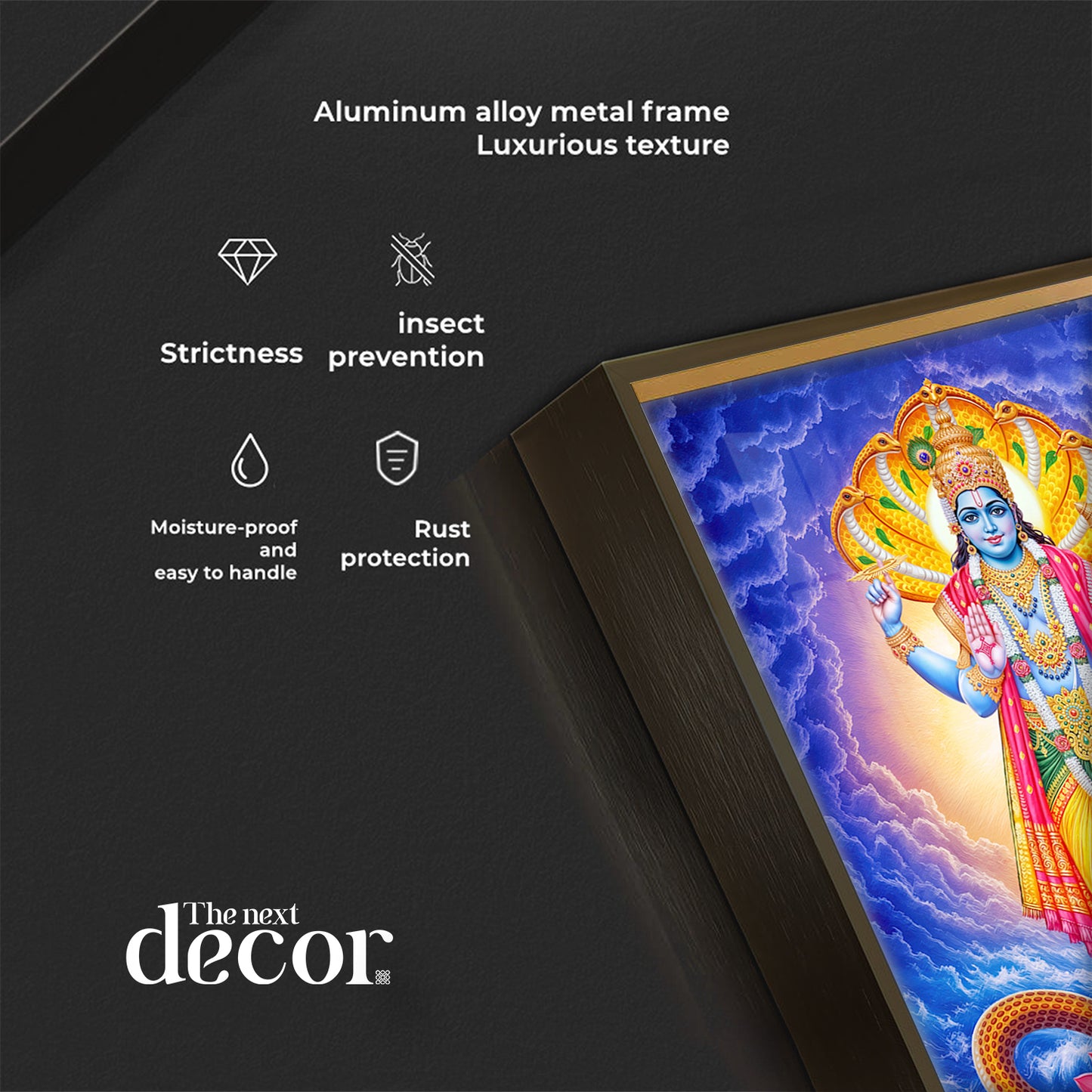 Sri Maha Vishnu Modern Luxury Backlight Vertical Wall Art