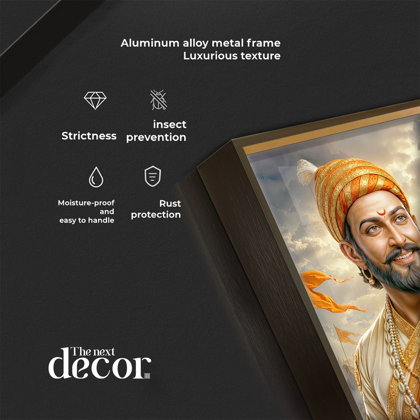 King Of Maratha Chhatrapati Shivaji Maharaj Modern Luxury Backlight Vertical Wall Art