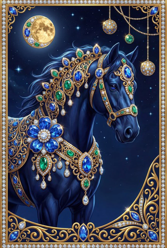 Black Horse Modern Luxury Backlight Vertical Wall Art