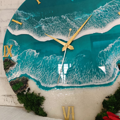 Light Green Sea Epoxy Resin Wall Clock