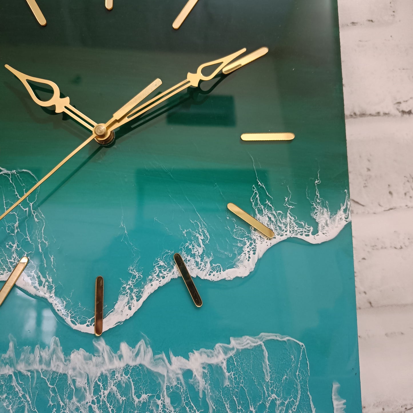 Light Green Multi Waves Epoxy Resin Wall Clock