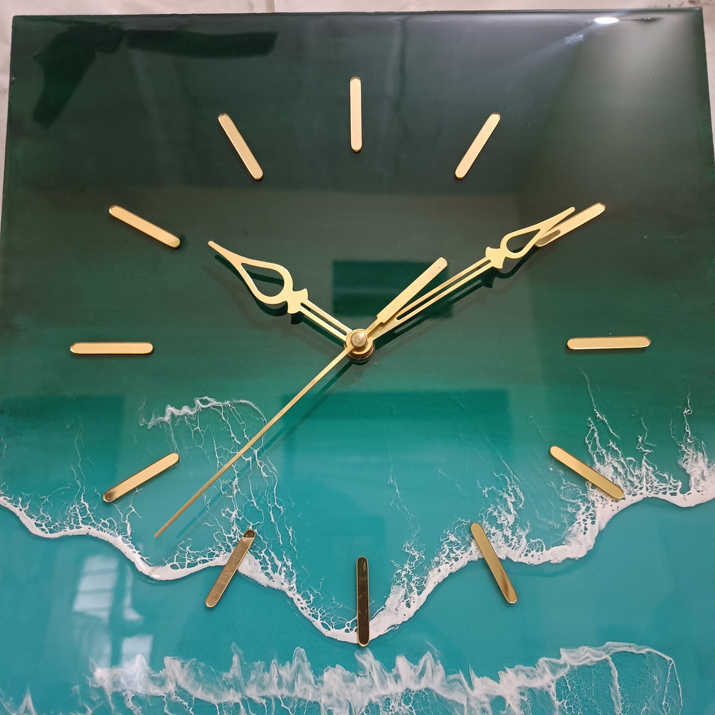 Light Green Multi Waves Epoxy Resin Wall Clock