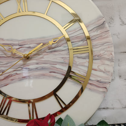 Luxury White & Brown Resin Wall clock