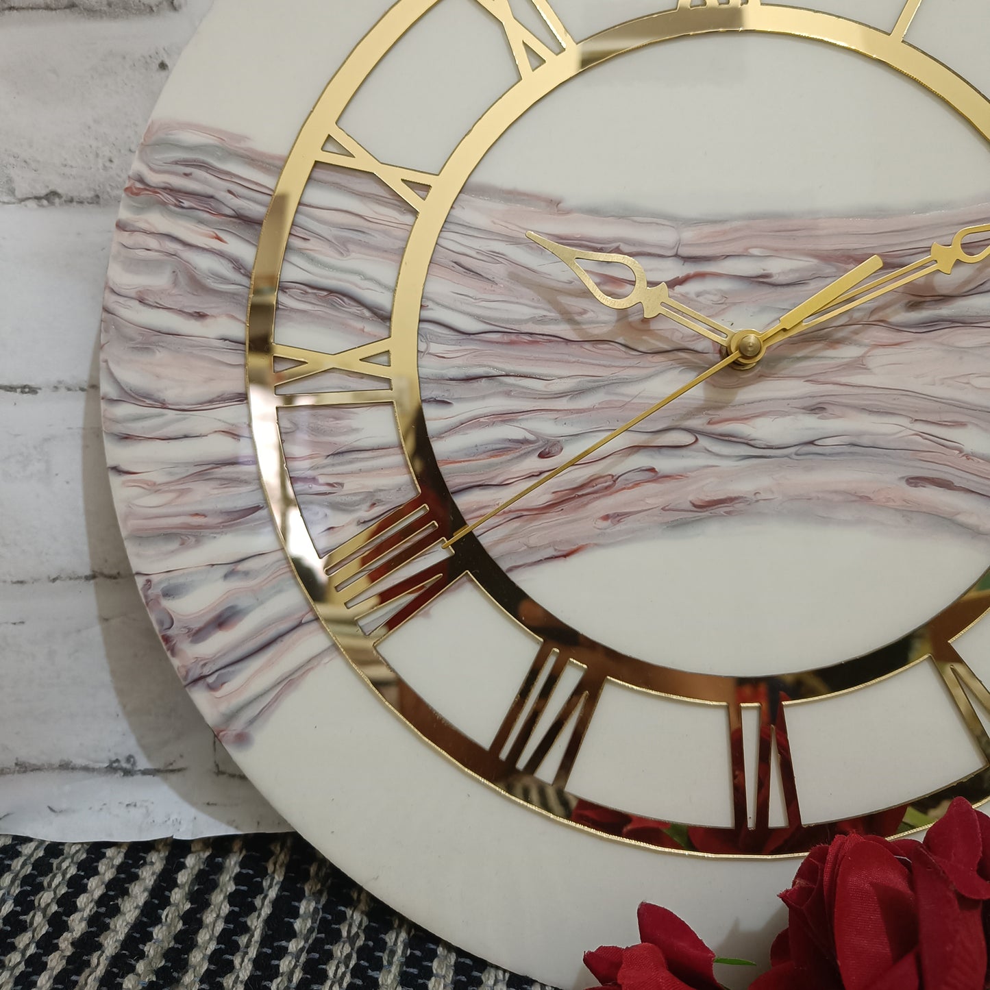 Luxury White & Brown Resin Wall clock