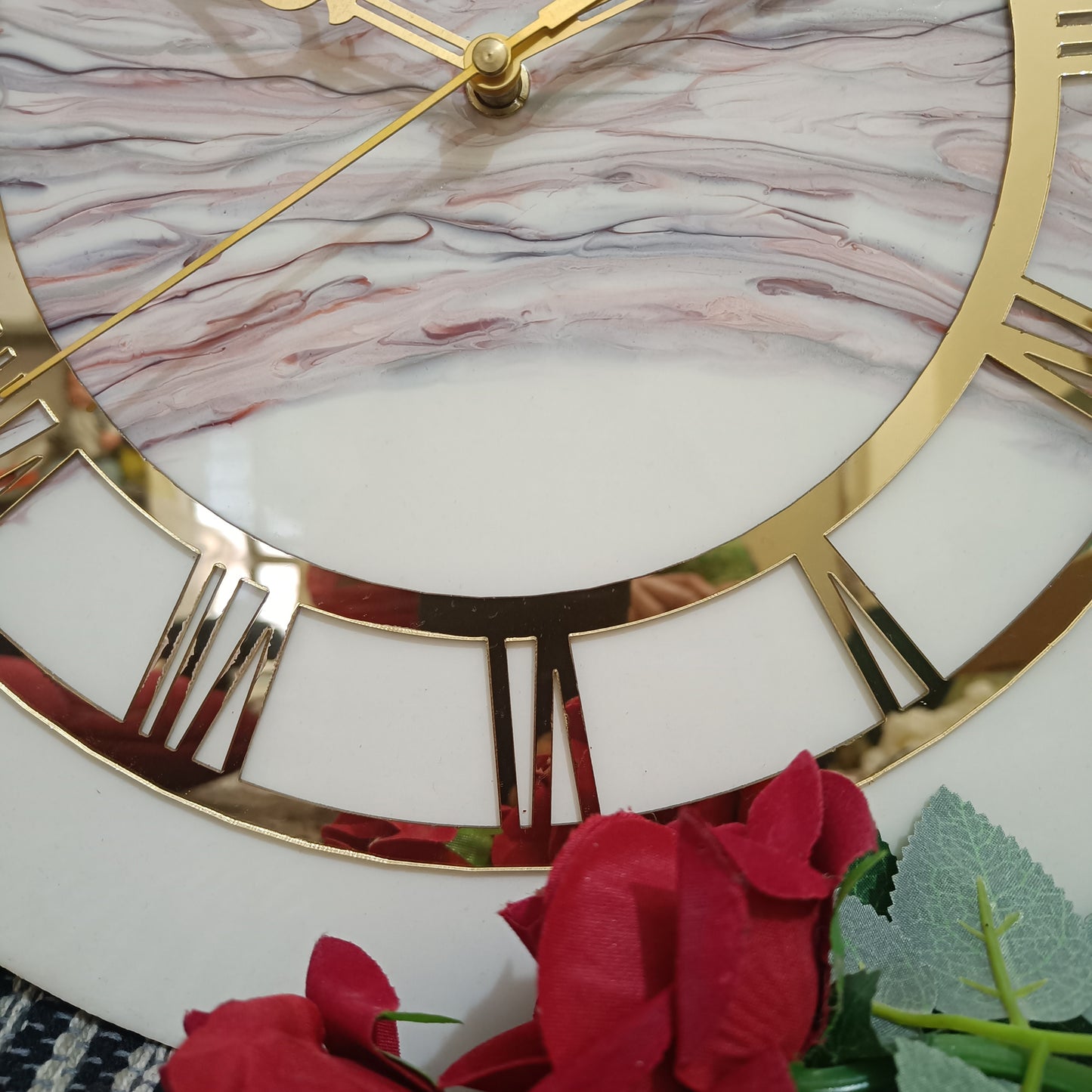 Luxury White & Brown Resin Wall clock