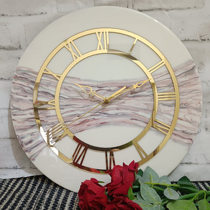 Luxury White & Brown Resin Wall clock