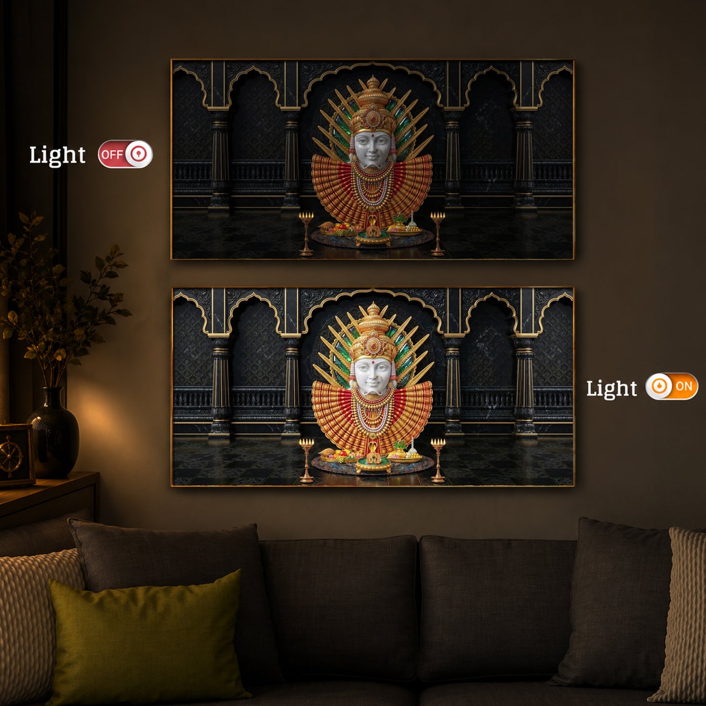 Goddess Renuka Modern Luxury Backlight Horizontal Wall Art