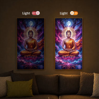 Lord Buddha Modern Luxury Backlight Vertical Wall Art