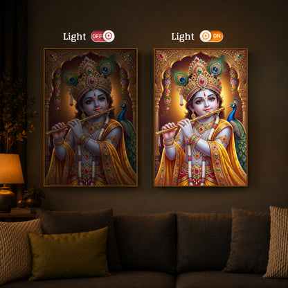 Young Lord Krishna Modern Luxury Backlight Vertical Wall Art