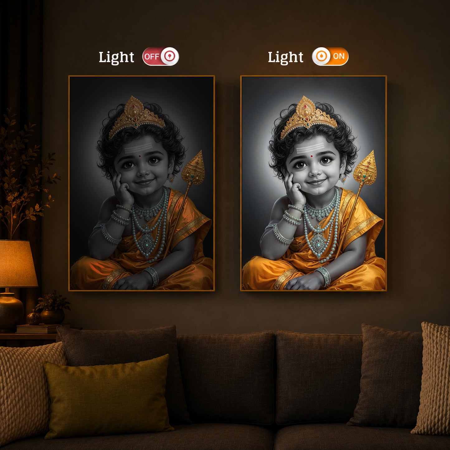 Little Murugan Modern Luxury Backlight Vertical Wall Art