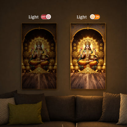 Goddess Lakshmi Maa Modern Luxury Backlight Vertical Wall Art