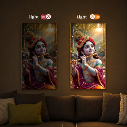 Divine Glow Krishna Modern Luxury Backlight Vertical Wall Art