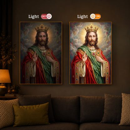 Christ The King Jesus Modern Luxury Backlight Vertical Wall Art