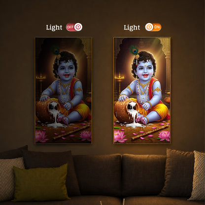 Bal Krishna Modern Luxury Backlight Vertical Wall Art