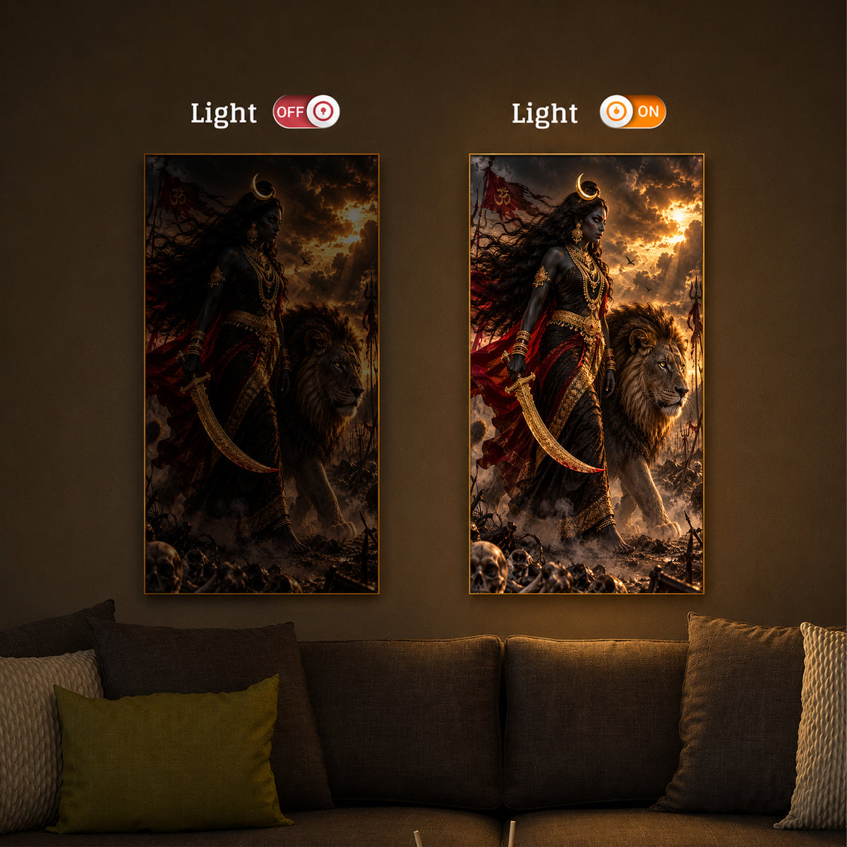 Mata Kali Modern Luxury Backlight Vertical Wall Art