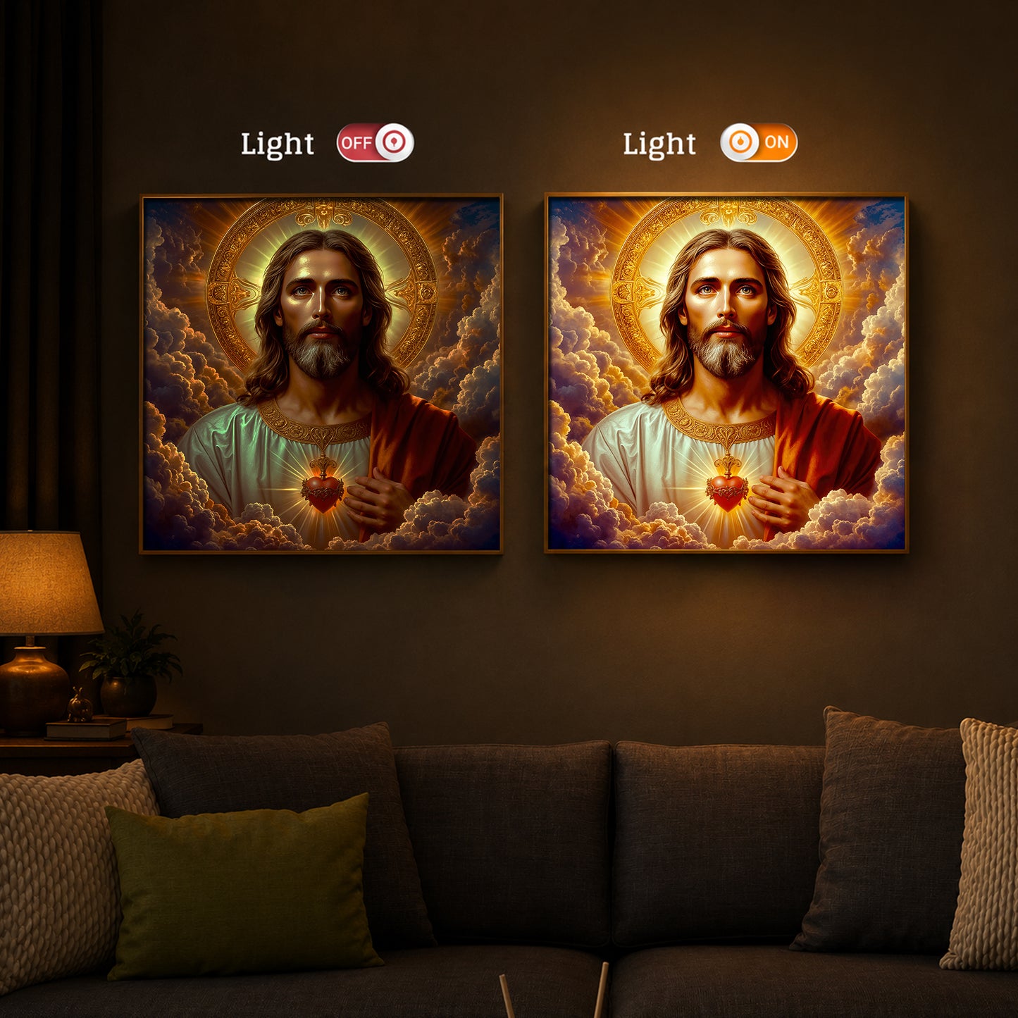 Lord Jesus Modern Luxury Backlight Square Wall Art