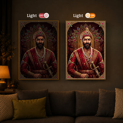 Chhatrapati Shivaji Maharaj  Modern Luxury Backlight Vertical Wall Art