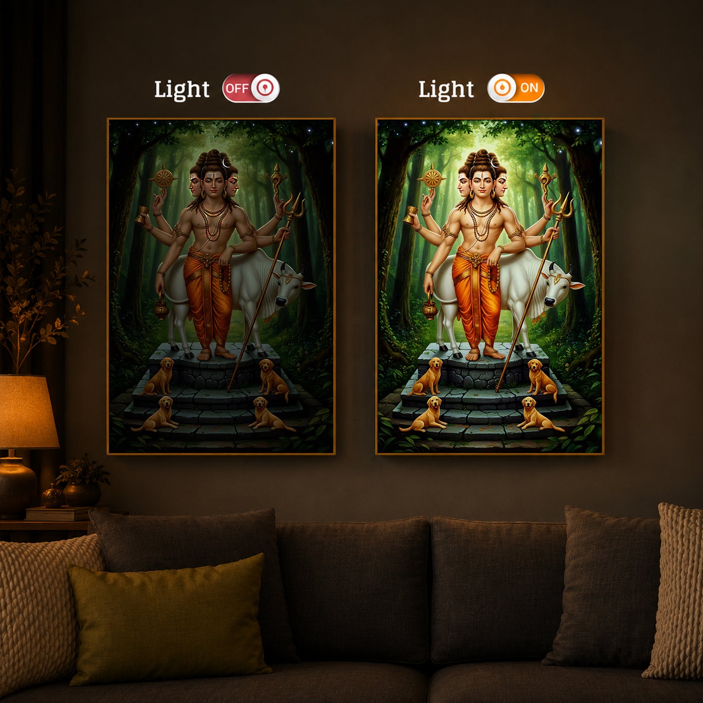 Jai Guru Dattatreya Modern Luxury Backlight Vertical Wall Art