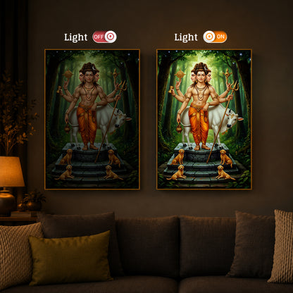 Jai Guru Dattatreya Modern Luxury Backlight Vertical Wall Art
