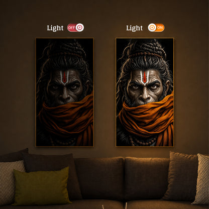 Ram Bhakt Hanuman Modern Luxury Backlight Vertical Wall Art