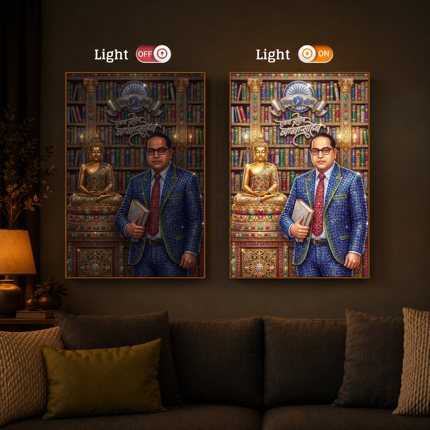 Dr. Bhimrao Ambedkar Ji Modern Luxury Backlight Vertical Wall Art