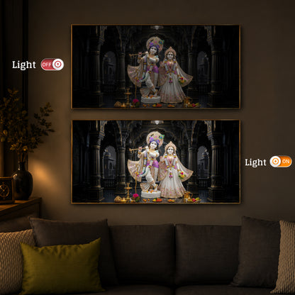 Spiritual Shree Radha Krishna Modern Luxury Backlight Horizontal Wall Art